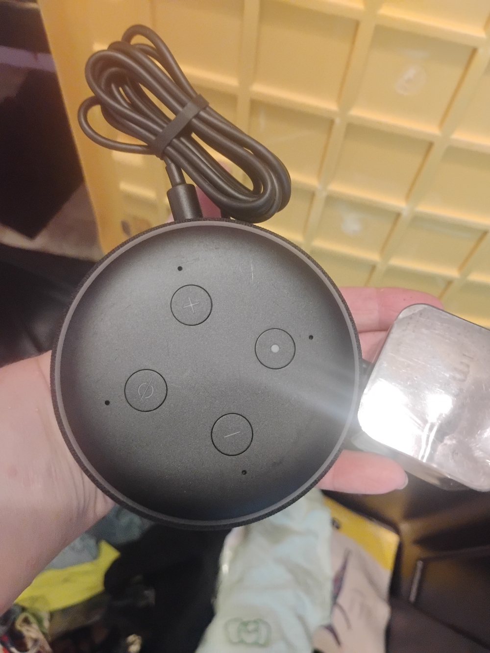 Black Smart Speaker Voice Assistant - Round Design